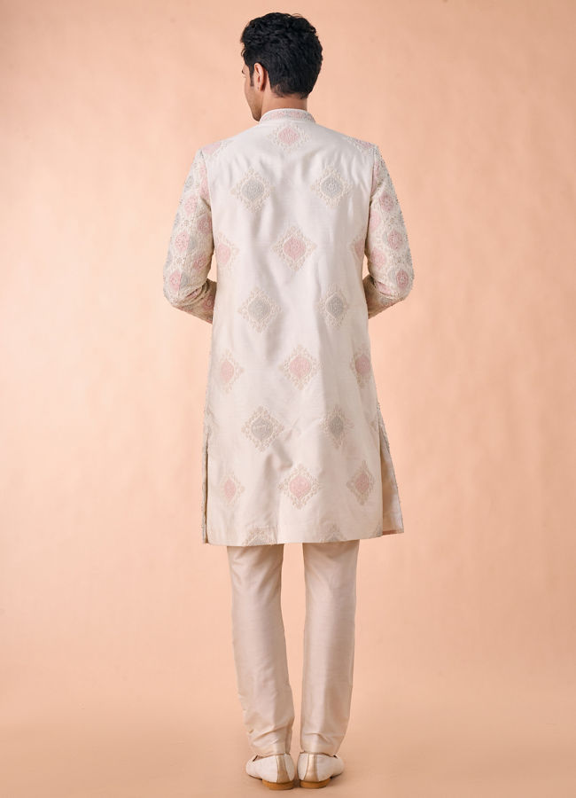 Manyavar Men Elegant Cream Sherwani