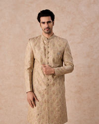 Manyavar Men Walnut Beige Grandeur Sherwani