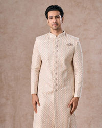 Manyavar Men Classic Cream Velvet Sherwani
