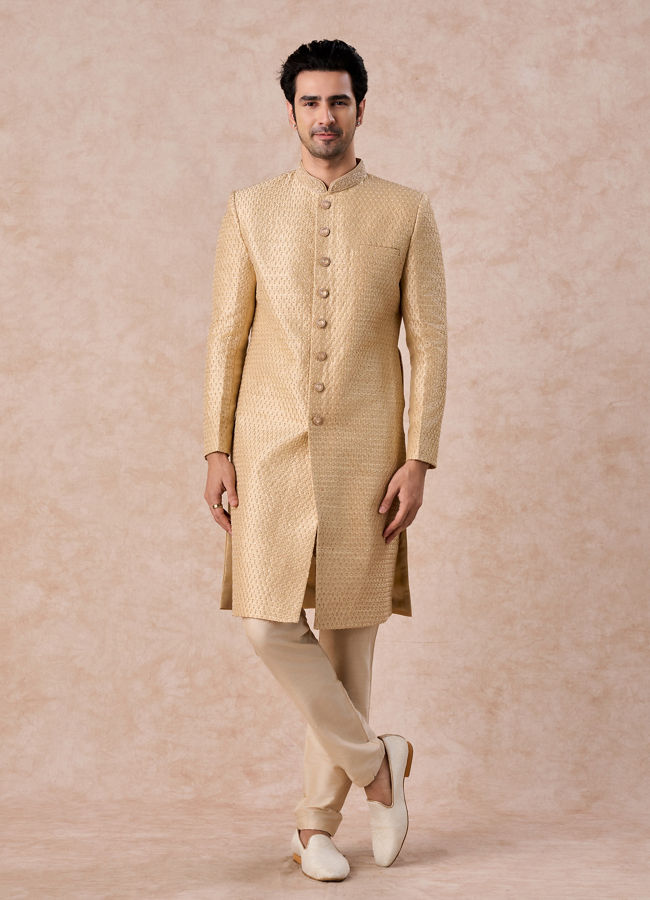 Manyavar Men Fawn Splendor Sherwani