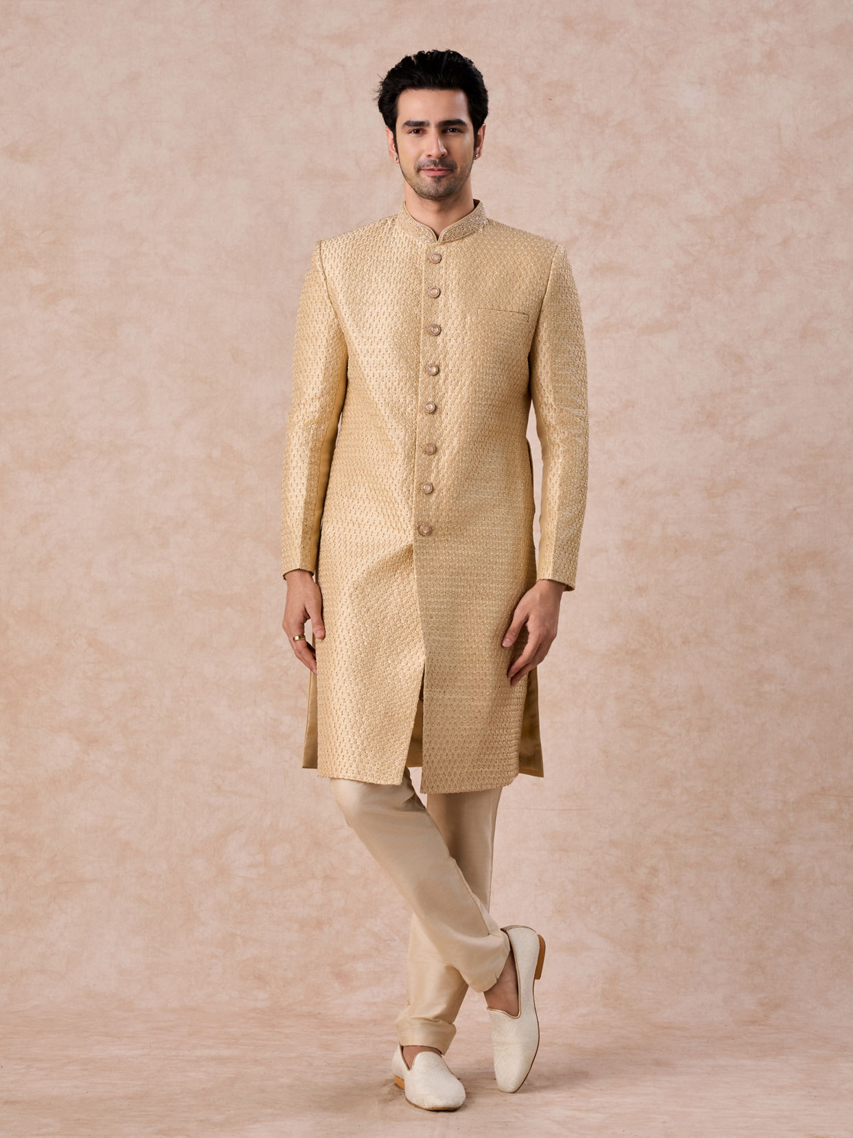 Manyavar Men Fawn Splendor Sherwani