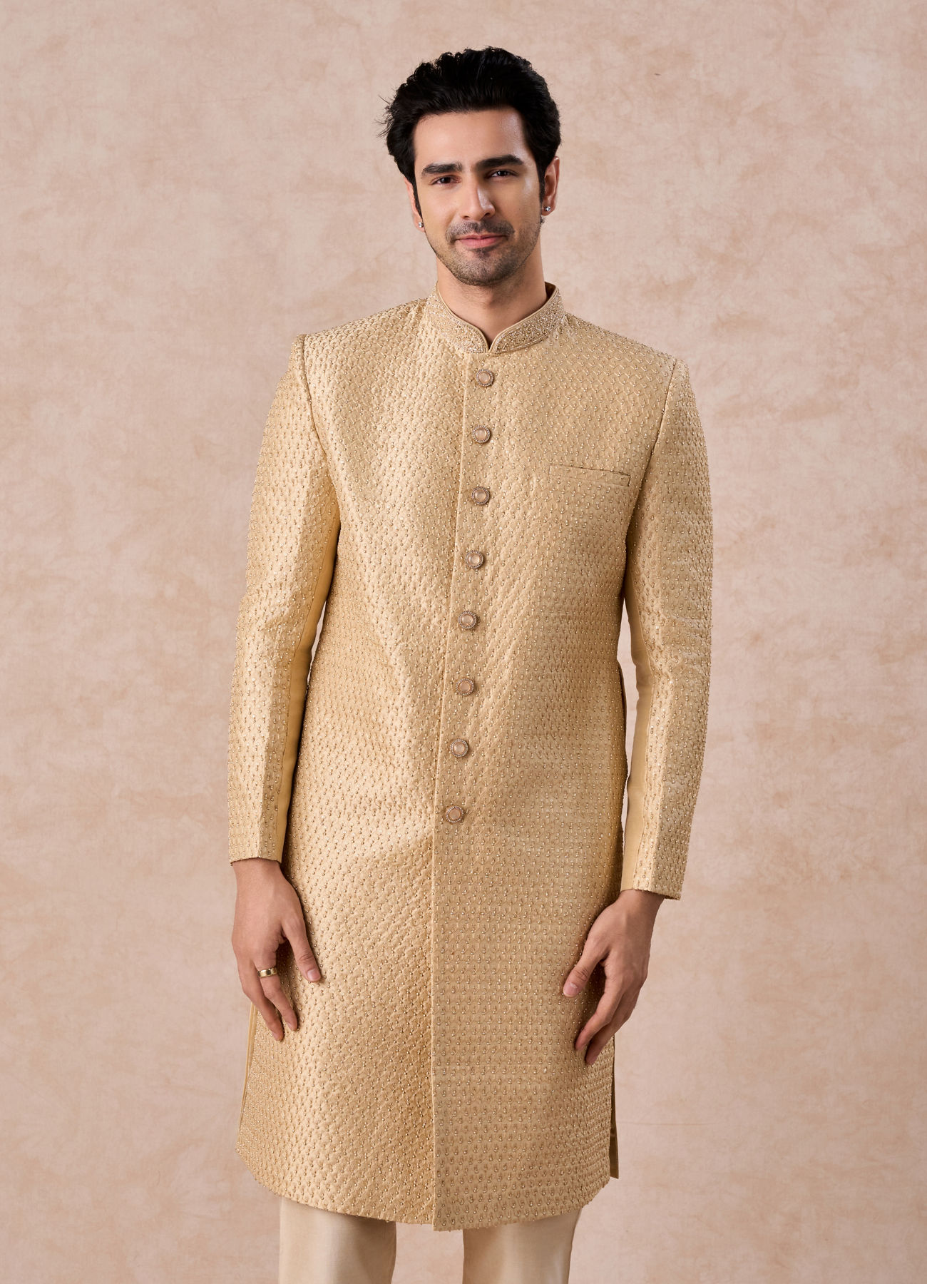 Manyavar Men Fawn Splendor Sherwani