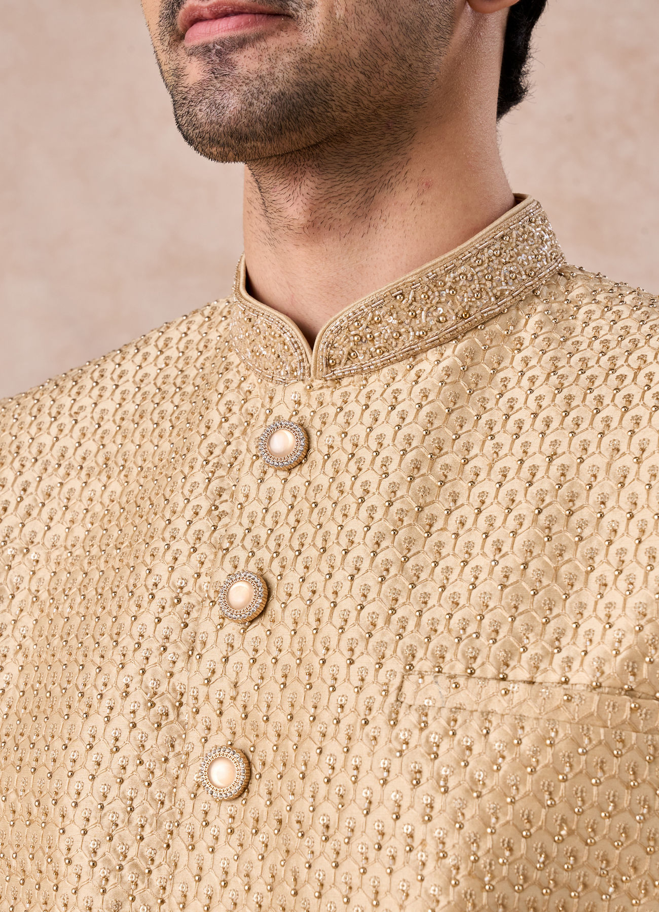 Manyavar Men Fawn Splendor Sherwani