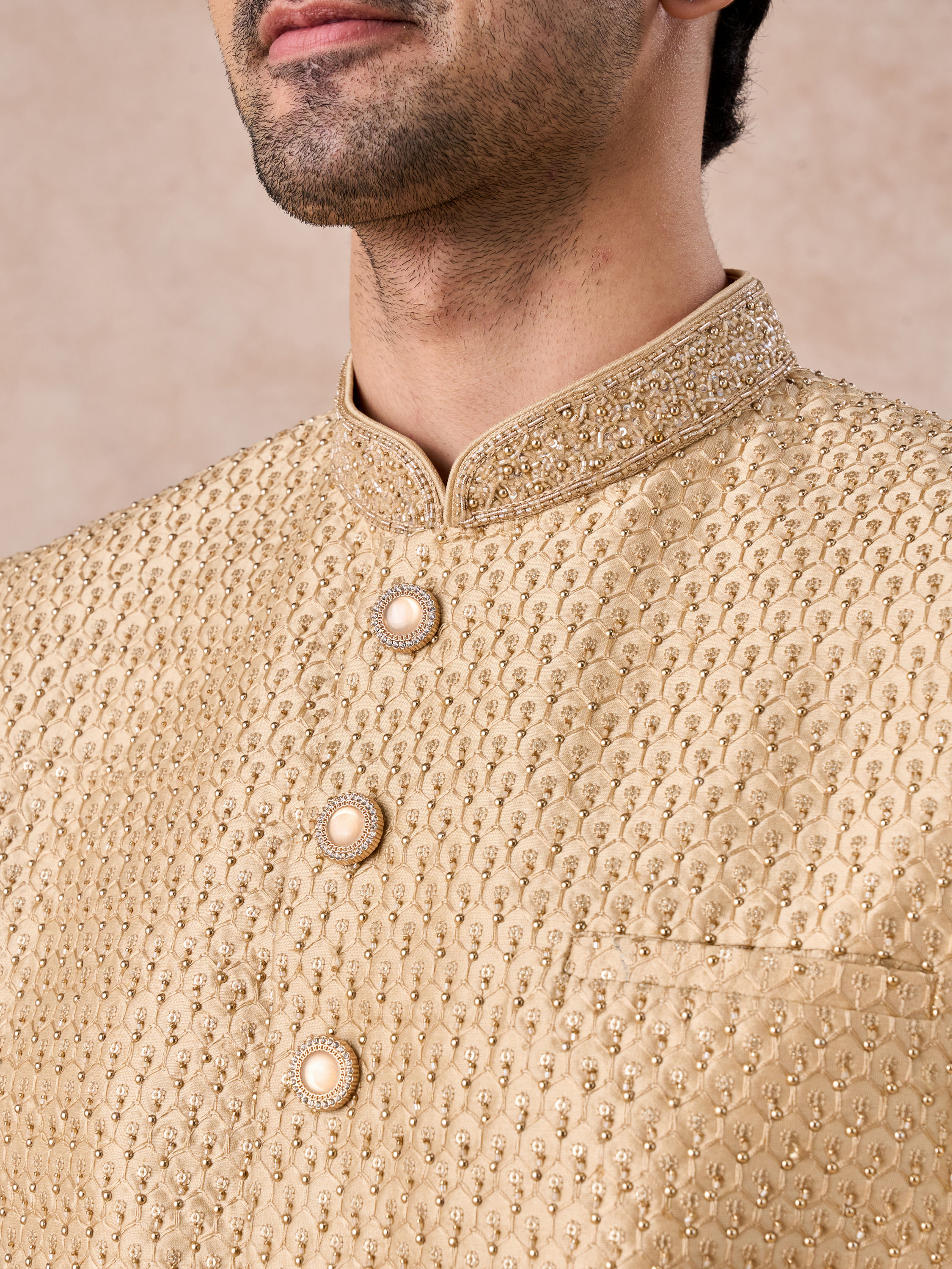 Manyavar Men Fawn Splendor Sherwani