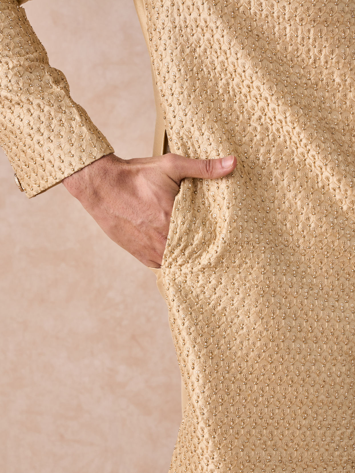 Manyavar Men Fawn Splendor Sherwani