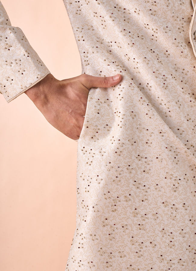 Manyavar Men Cream-coloured Radiant Sherwani