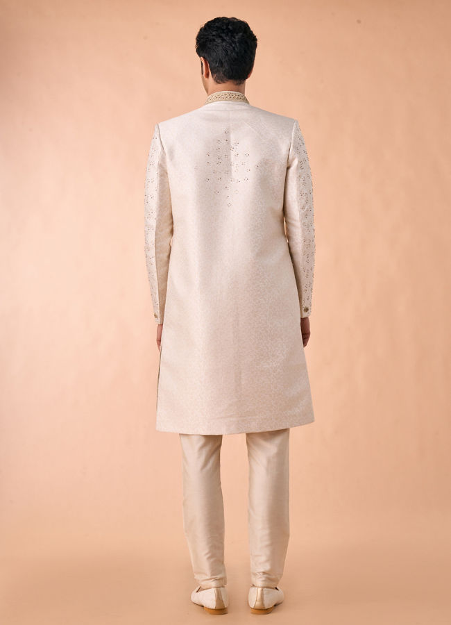 Manyavar Men Cream-coloured Radiant Sherwani