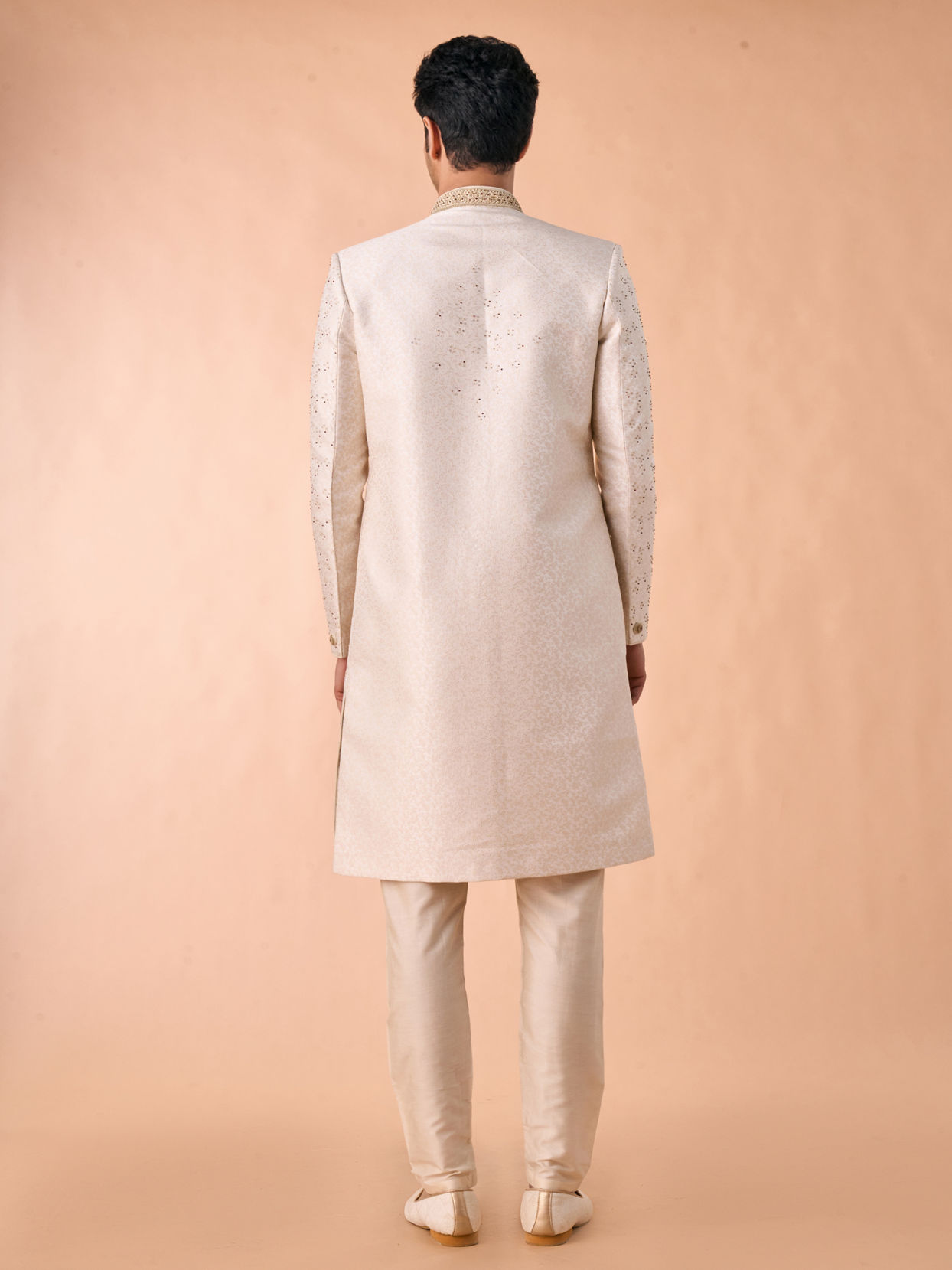 Manyavar Men Cream-coloured Radiant Sherwani