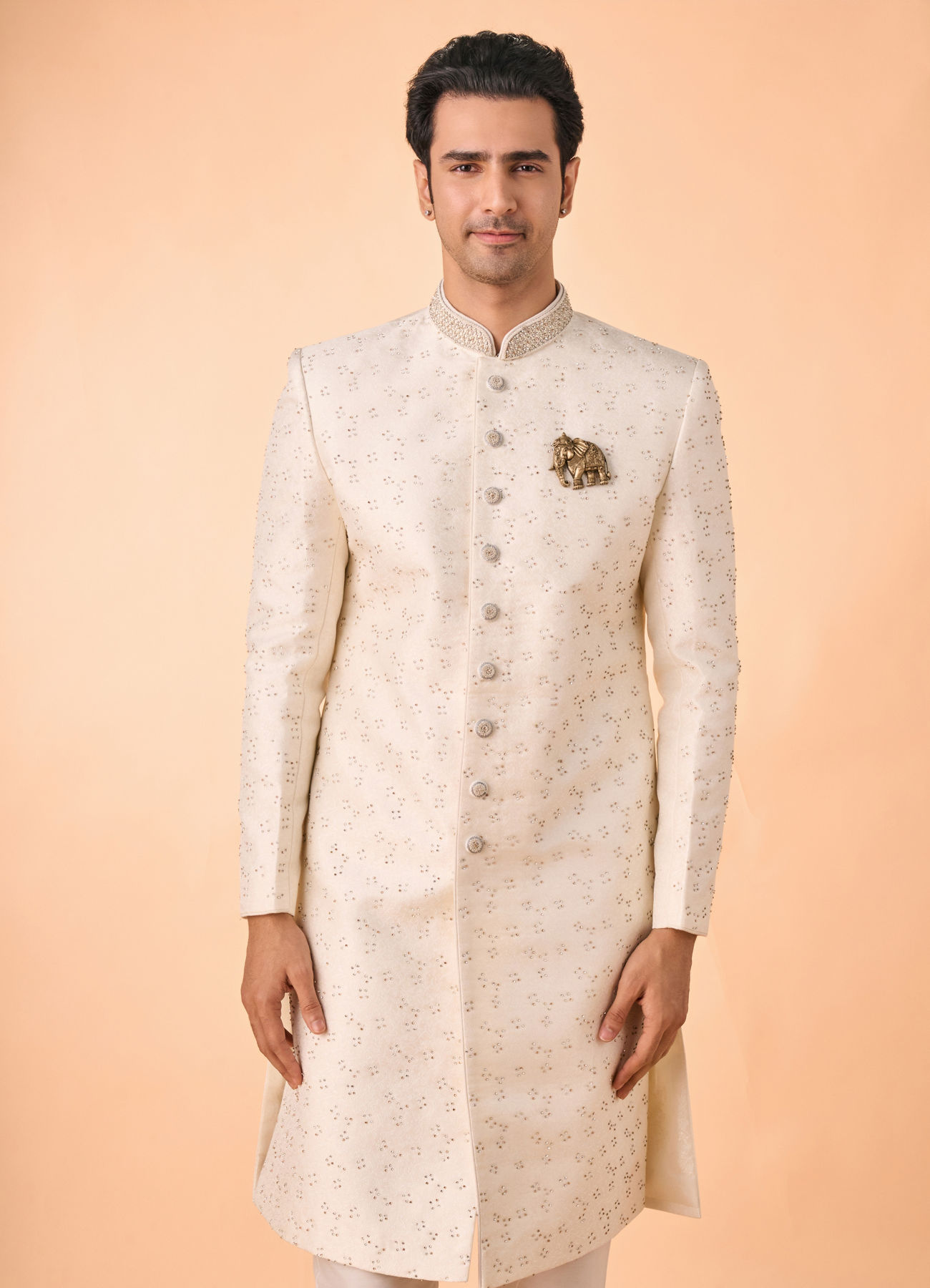 Manyavar Men Exquisite Cream Ensemble Sherwani