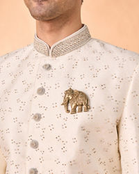 Manyavar Men Exquisite Cream Ensemble Sherwani