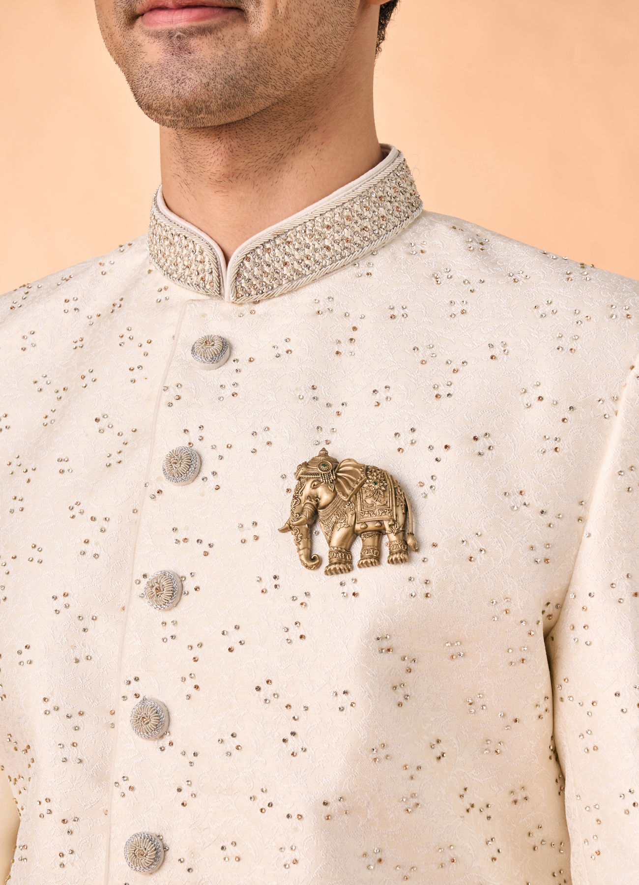 Manyavar Men Exquisite Cream Ensemble Sherwani