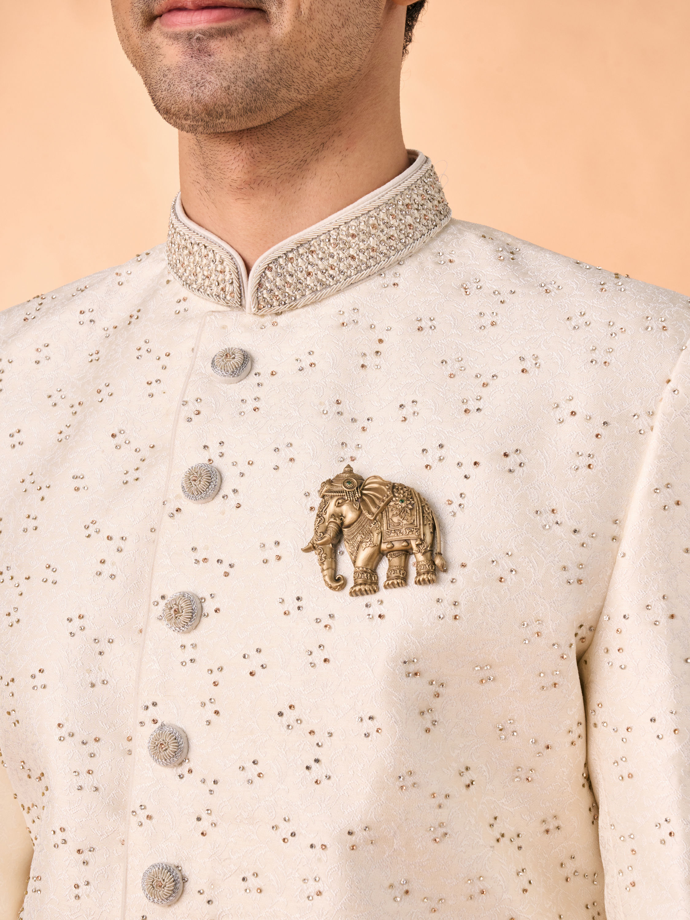 Manyavar Men Exquisite Cream Ensemble Sherwani