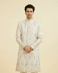 Manyavar Men Regal Cream Sherwani Ensemble