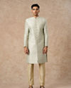 Manyavar Men Pista Green Brocade Sherwani