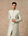 Manyavar Men Pista Green Brocade Sherwani