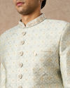 Manyavar Men Pista Green Brocade Sherwani