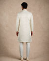 Manyavar Men Cream Brocade Sherwani with Self-Texture
