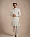 Manyavar Men Cream Brocade Sherwani with Self-Texture