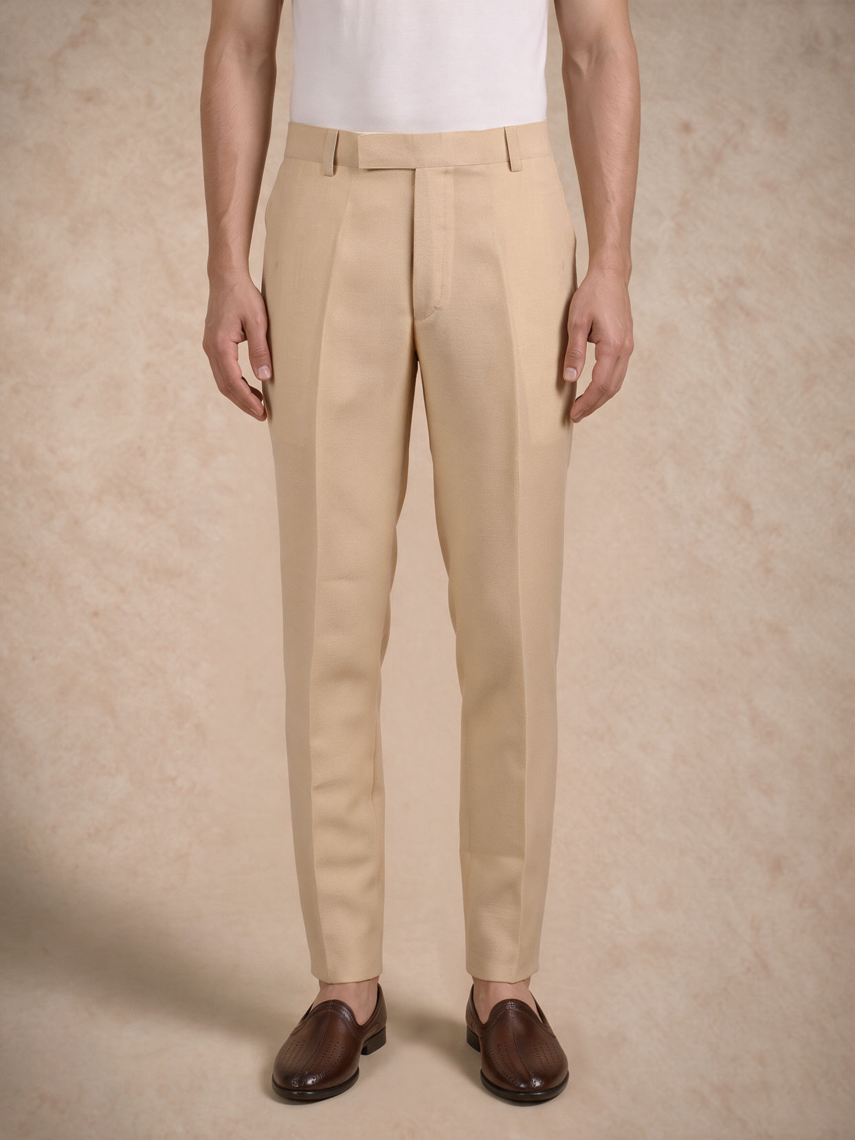 Manyavar Men Beige Blended Viscose Sherwani with Embroidery
