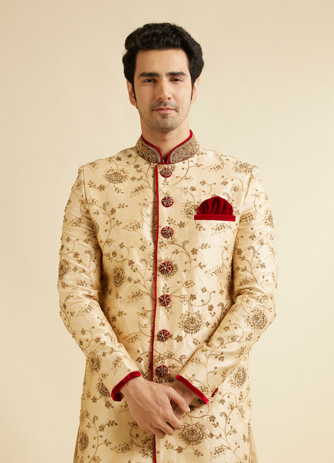 alt message - Manyavar Men Majestic Embroidered Traditional Sherwani image number 0