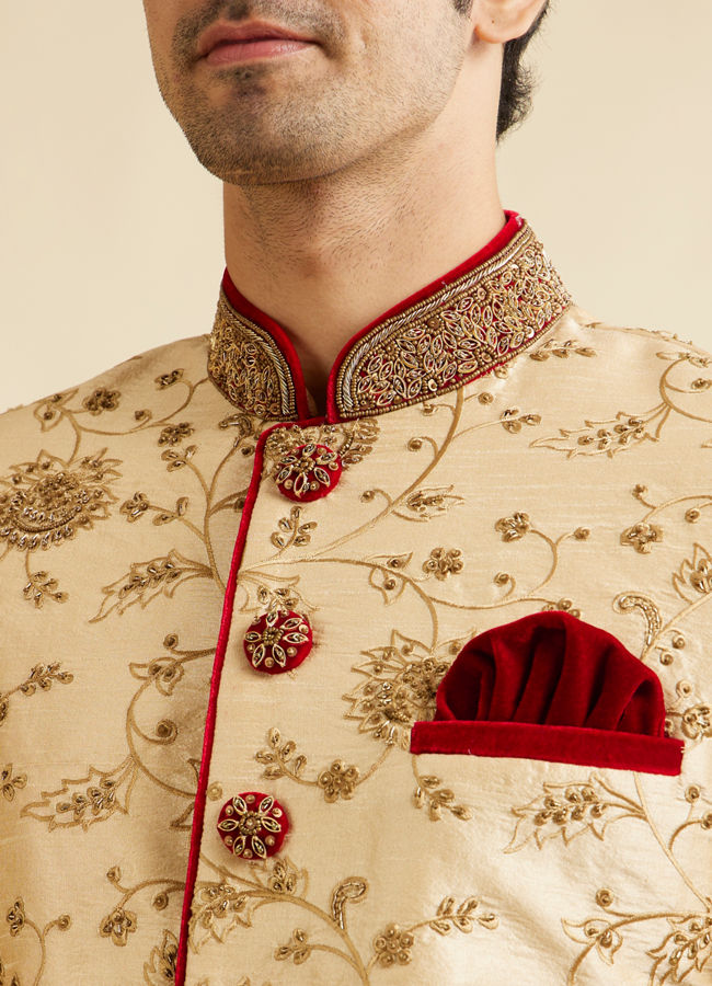 alt message - Manyavar Men Majestic Embroidered Traditional Sherwani image number 1