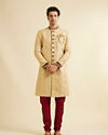 Manyavar Men Aristocratic Fawn Color Sherwani Suit
