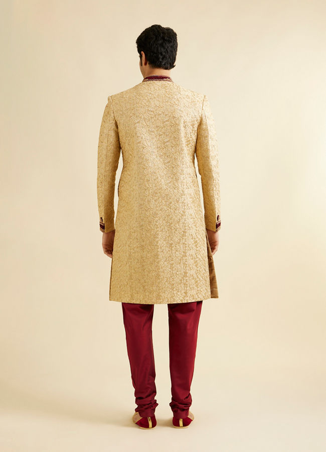 Manyavar Men Aristocratic Fawn Color Sherwani Suit