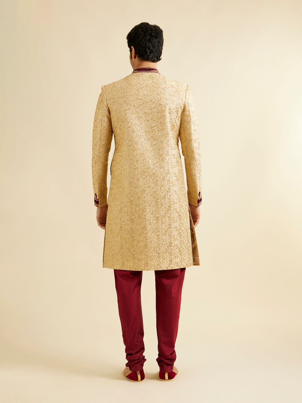 Manyavar Men Aristocratic Fawn Color Sherwani Suit