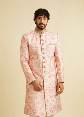 Manyavar Men Exquisite Pastel Pink Sherwani image number 0