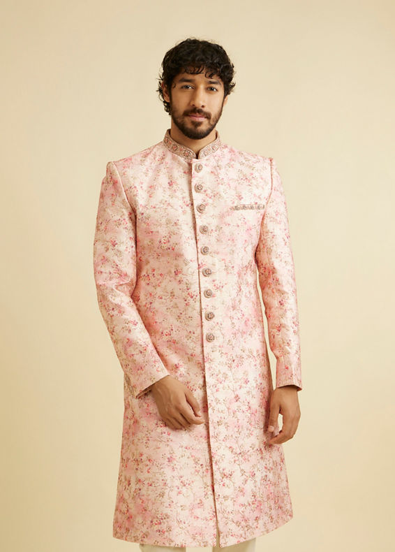 Manyavar Men Exquisite Pastel Pink Sherwani