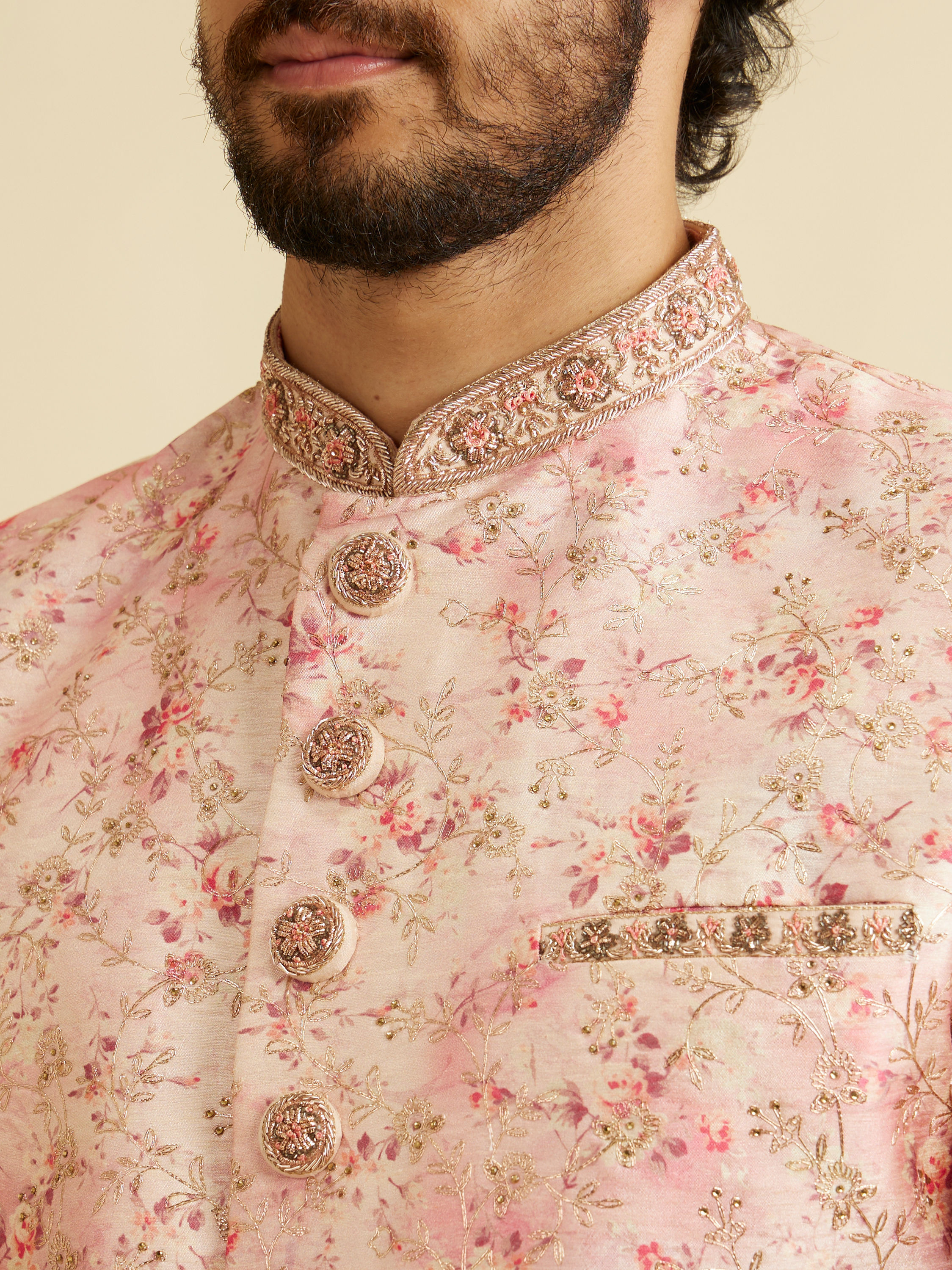 Manyavar Men Exquisite Pastel Pink Sherwani