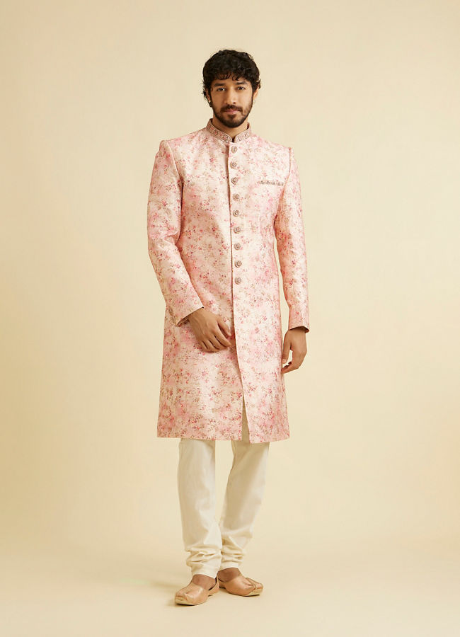 Manyavar Men Exquisite Pastel Pink Sherwani