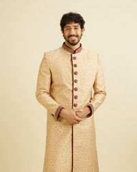Manyavar Men Opulent Fawn Sherwani Set