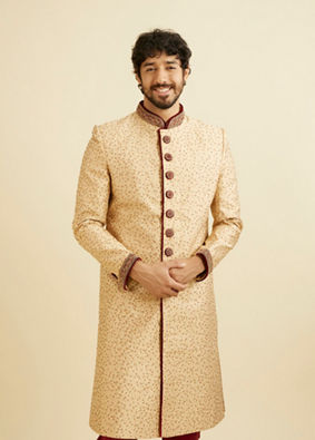 Manyavar Men Opulent Fawn Sherwani Set