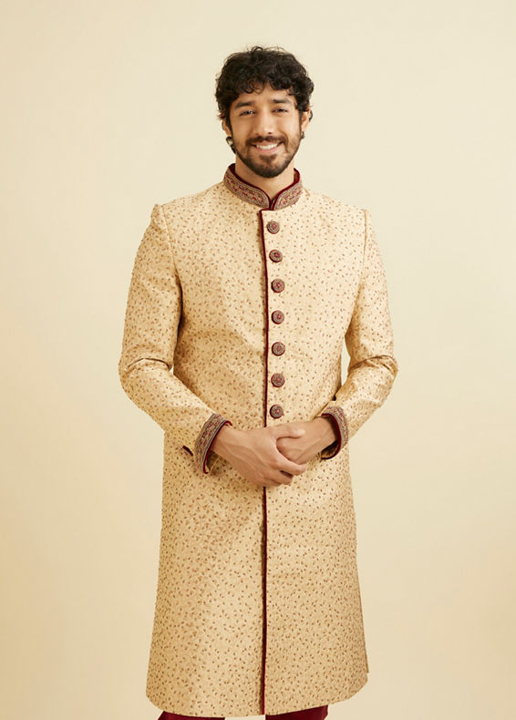 Manyavar Men Opulent Fawn Sherwani Set