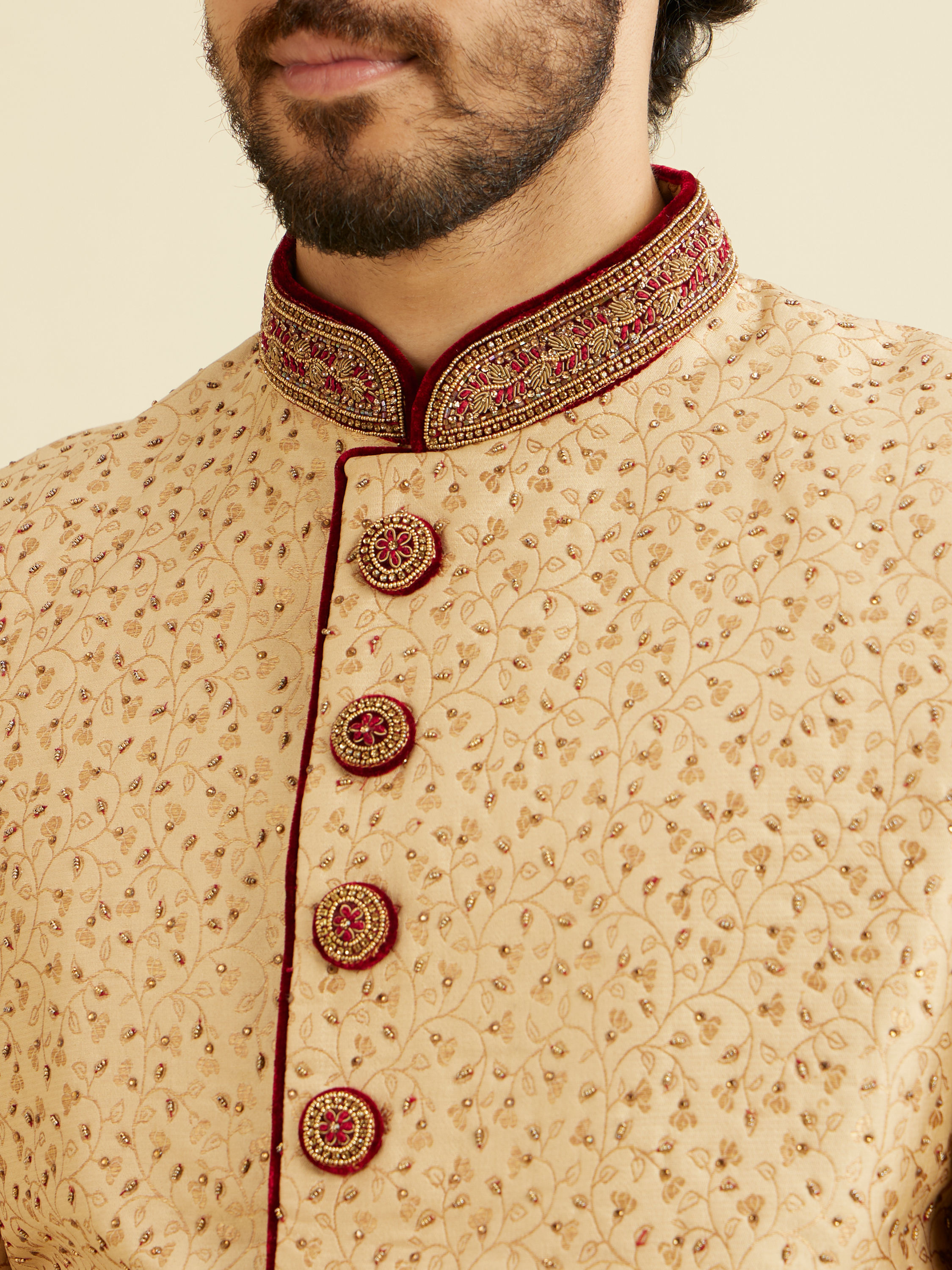 Manyavar Men Opulent Fawn Sherwani Set
