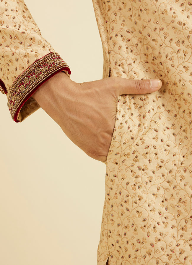 Manyavar Men Opulent Fawn Sherwani Set