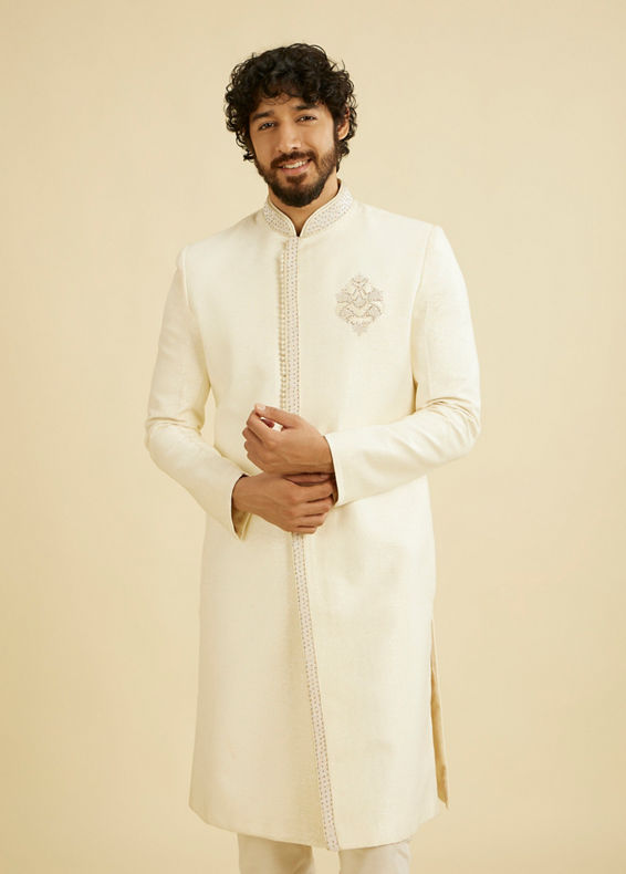 Manyavar Men Opal White Sherwani