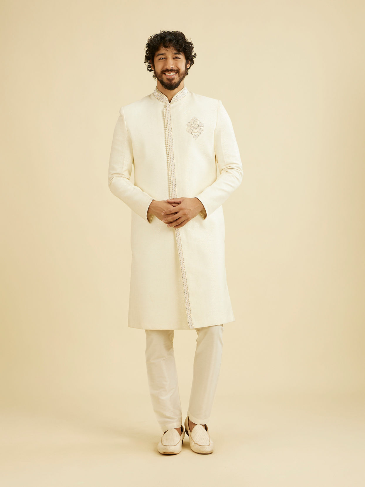 Manyavar Men Opal White Sherwani
