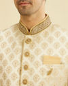 Manyavar Men Plush Biscuit Shade Sherwani