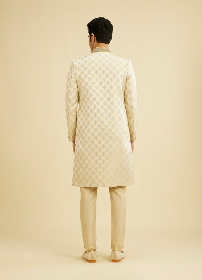 Manyavar Men Plush Biscuit Shade Sherwani
