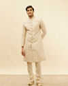 Manyavar Men French Rose Pink Floral Patterned Sherwani Set