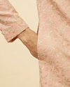 Manyavar Men Conch Shell Pink Floral Patterned Sherwani Set