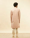 Manyavar Men Conch Shell Pink Floral Patterned Sherwani Set
