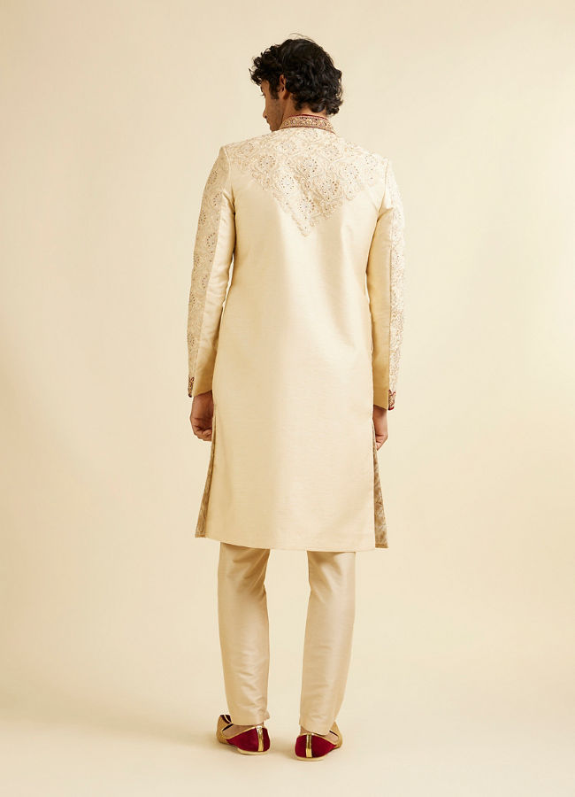 alt message - Manyavar Men Beige Embellished Sherwani image number 5