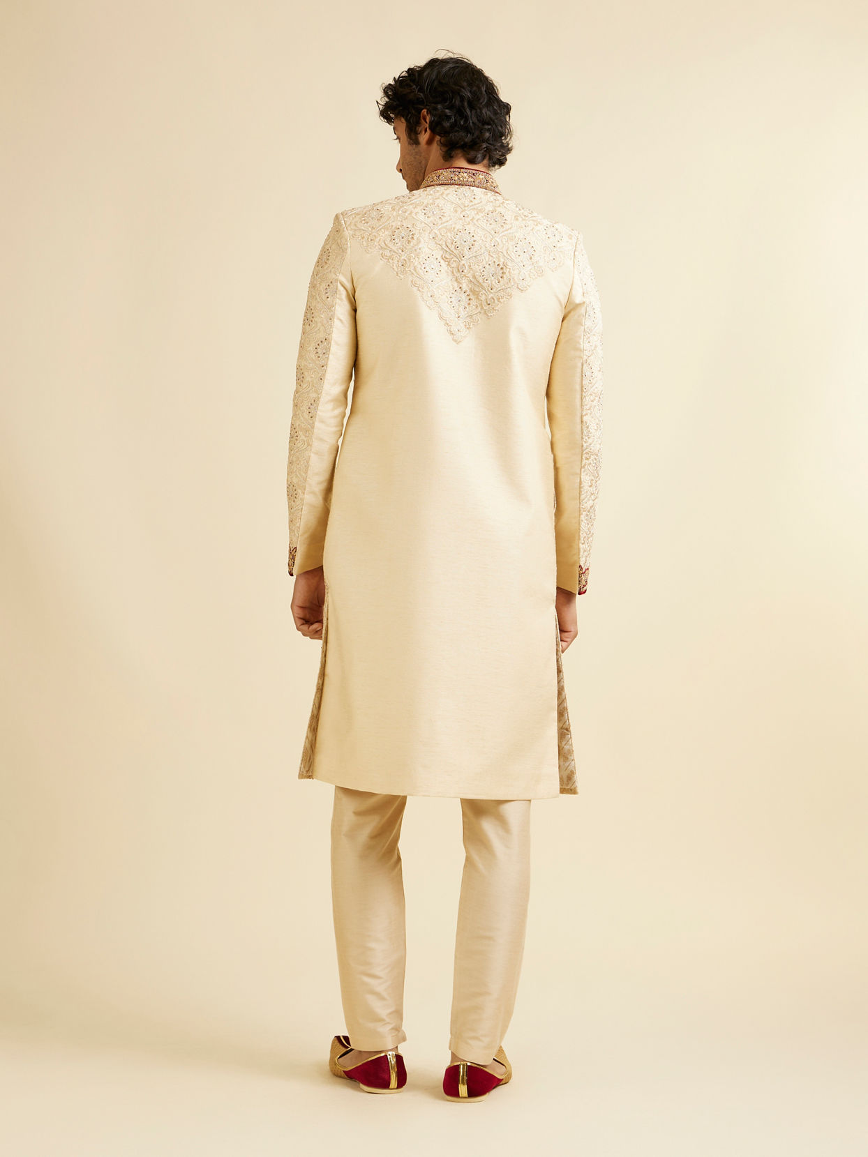 Manyavar Men Beige Embellished Sherwani