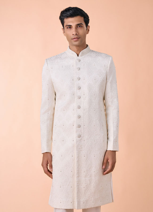 Manyavar Men White Royalty Elegance Sherwani