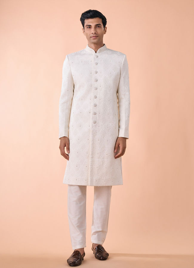 Manyavar Men White Royalty Elegance Sherwani