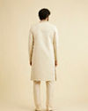 Manyavar Men Shell White Paisley Patterned Sherwani Set
