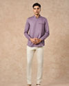 Manyavar Men Purple Cotton Short Kurta